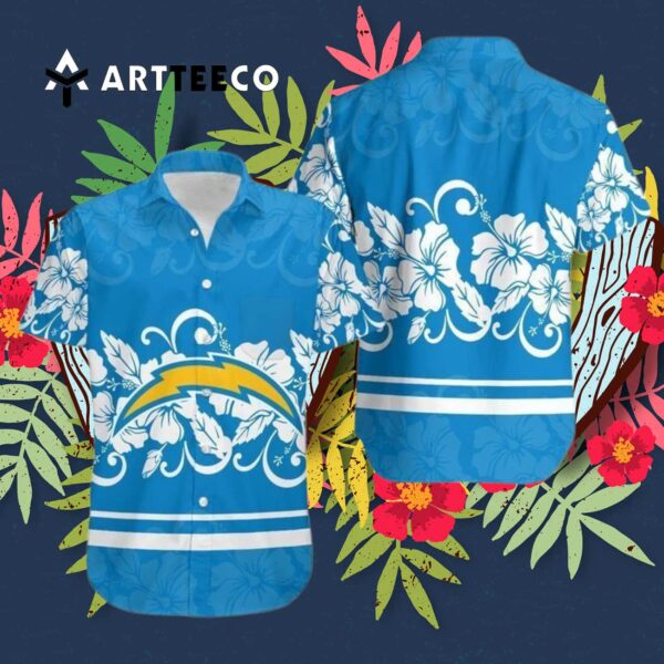 Los Angeles Chargers Hibiscus Flowers Hawaiian Shirt 3