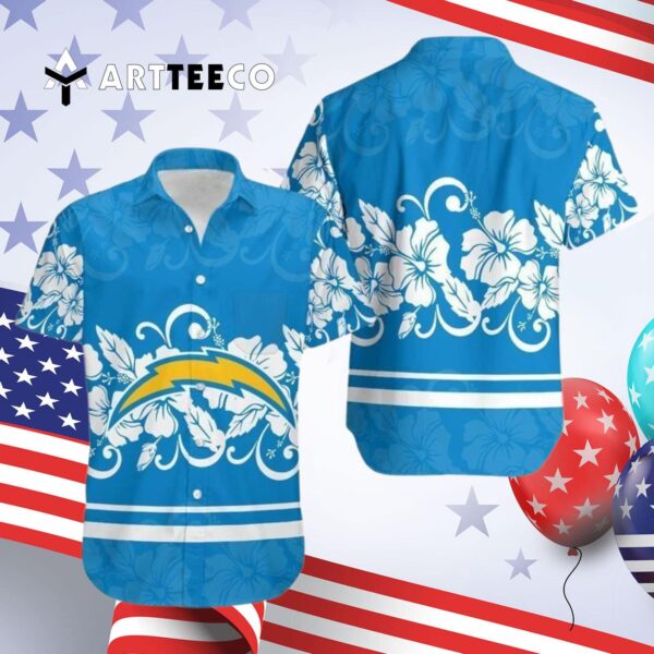 Los Angeles Chargers Hibiscus Flowers Hawaiian Shirt 4
