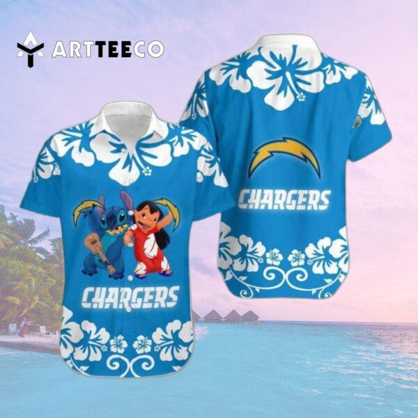 Los Angeles Chargers Lilo And Stitch Hawaiian Shirt 2