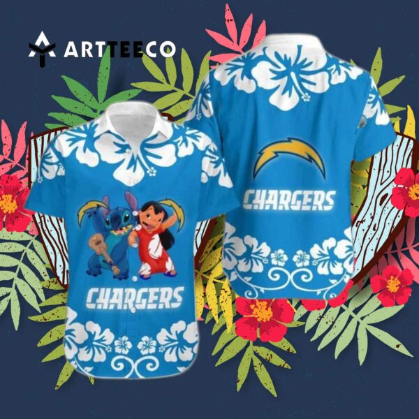 Los Angeles Chargers Lilo And Stitch Hawaiian Shirt 3