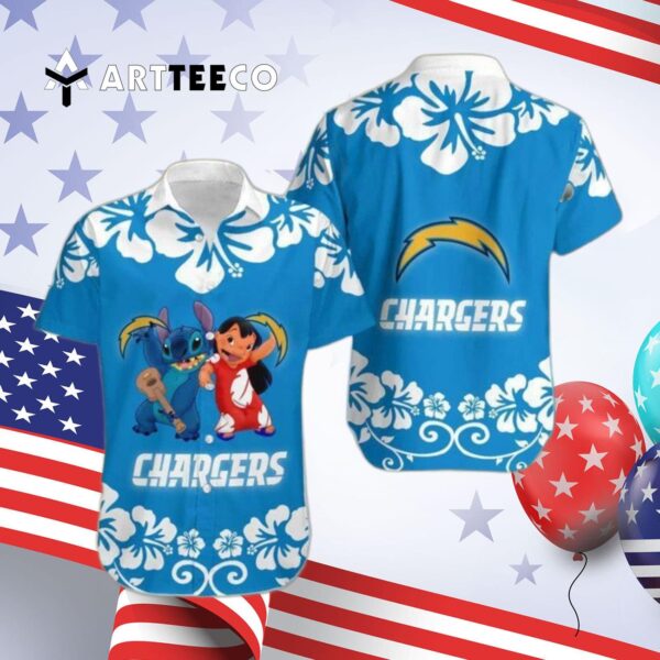 Los Angeles Chargers Lilo And Stitch Hawaiian Shirt 4