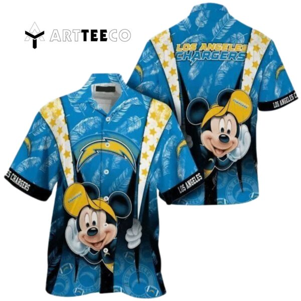 Los Angeles Chargers Nfl Mickey Mouse Hawaiian Shirt 1