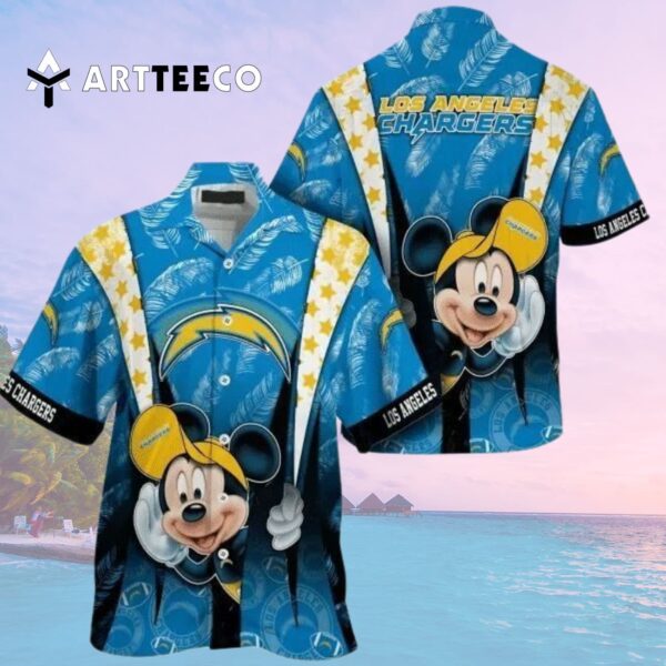 Los Angeles Chargers Nfl Mickey Mouse Hawaiian Shirt 2