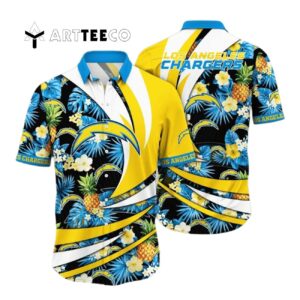 Los Angeles Chargers Ocean Waves Aloha Hawaiian Shirt 1