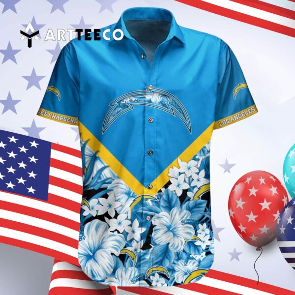 Los Angeles Chargers Short Floral Hawaiian Shirt 4