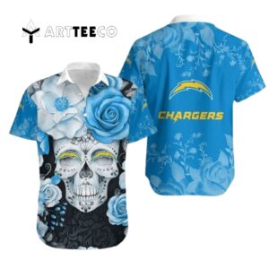 Los Angeles Chargers Skull Nfl Hawaiian Shirt 1