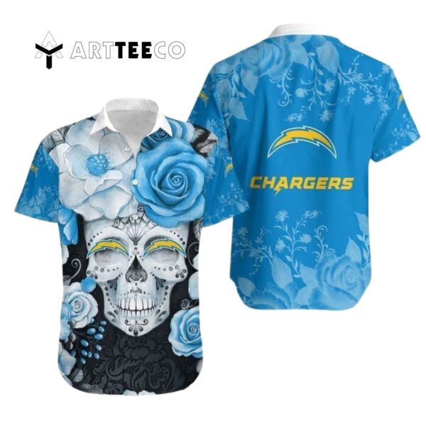 Los Angeles Chargers Skull Nfl Hawaiian Shirt 1
