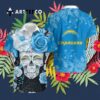 Los Angeles Chargers Skull Nfl Hawaiian Shirt 3