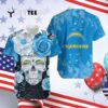 Los Angeles Chargers Skull Nfl Hawaiian Shirt 4