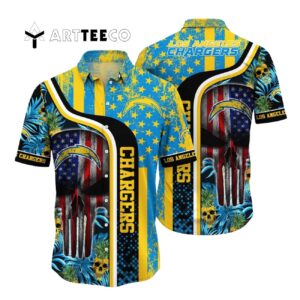 Los Angeles Chargers Skull Tropical Hawaiian Shirt 1