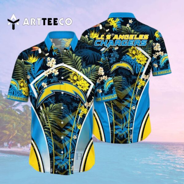 Los Angeles Chargers Straw Hats Aloha Hawaiian Shirt 2