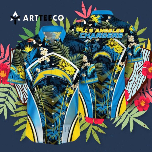 Los Angeles Chargers Straw Hats Aloha Hawaiian Shirt 3