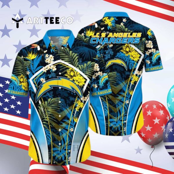 Los Angeles Chargers Straw Hats Aloha Hawaiian Shirt 4
