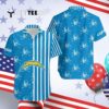 Los Angeles Chargers Stripes And Skull Hawaiian Shirt 4