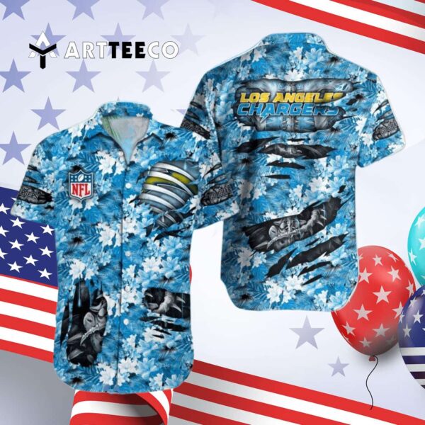 Los Angeles Chargers Summer Art Hawaiian Shirt 4