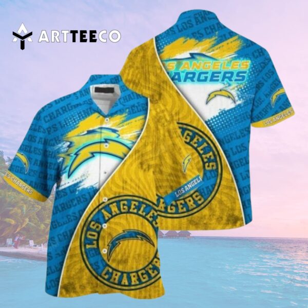 Los Angeles Chargers Summer Blue Gold Hawaiian Shirt 2