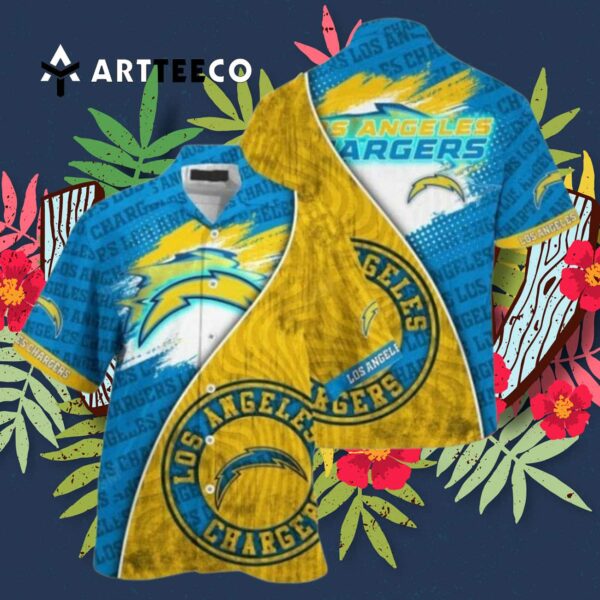 Los Angeles Chargers Summer Blue Gold Hawaiian Shirt 3