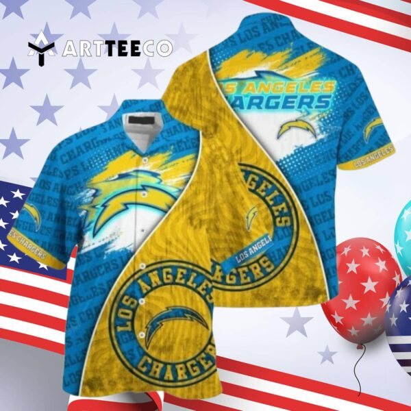 Los Angeles Chargers Summer Blue Gold Hawaiian Shirt 4