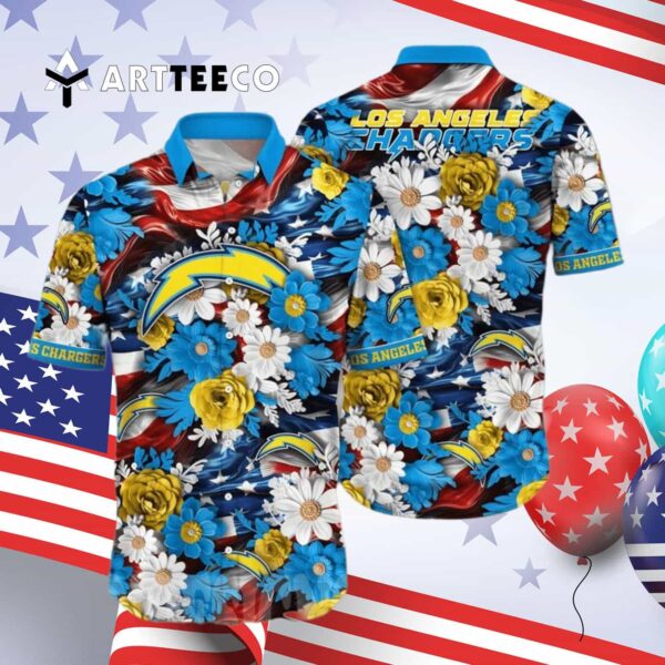 Los Angeles Chargers Summer Independence Day Hawaiian Shirt 4