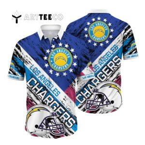 Los Angeles Chargers Us Flag Hawaiian Shirt 1