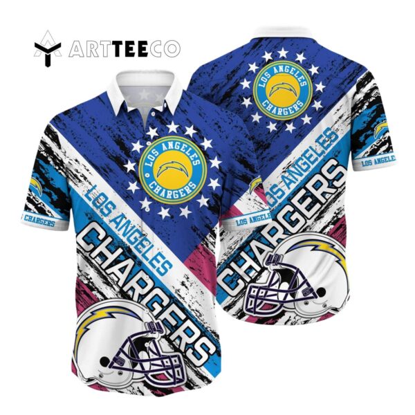 Los Angeles Chargers Us Flag Hawaiian Shirt 1
