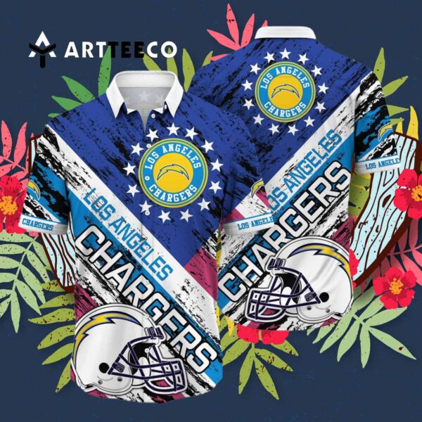Los Angeles Chargers Us Flag Hawaiian Shirt 3