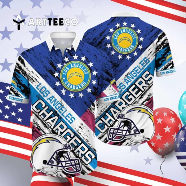 Los Angeles Chargers Us Flag Hawaiian Shirt 4