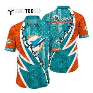 Miami Dolphins America Flag Camo Hawaiian Shirt 1