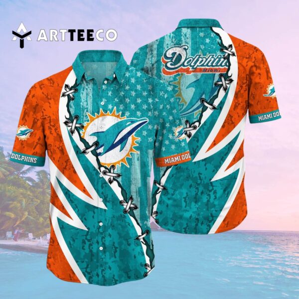 Miami Dolphins America Flag Camo Hawaiian Shirt 2