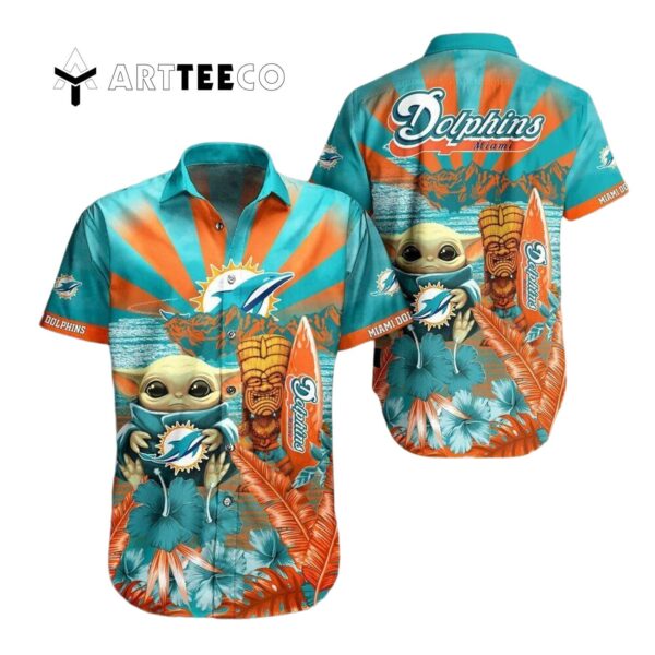 Miami Dolphins Baby Yoda Hawaiian Shirt 1