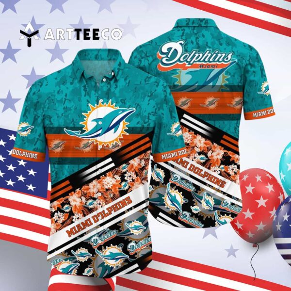 Miami Dolphins Camo Style Hot V1 Hawaiian Shirt 4