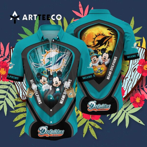 Miami Dolphins Mickey And Minnie Big Moon Hawaiian Shirt 3