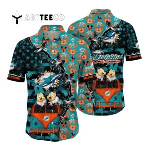 Miami Dolphins Mickey And Minnie Hawaiian Shirt 1