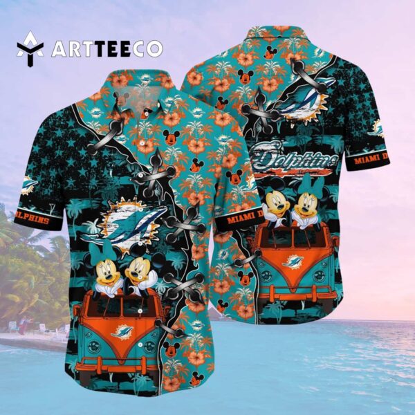 Miami Dolphins Mickey And Minnie Hawaiian Shirt 2