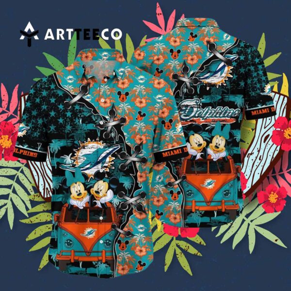 Miami Dolphins Mickey And Minnie Hawaiian Shirt 3