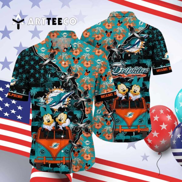 Miami Dolphins Mickey And Minnie Hawaiian Shirt 4