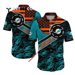 Miami Dolphins Personalized America Flag Hawaiian Shirt 1