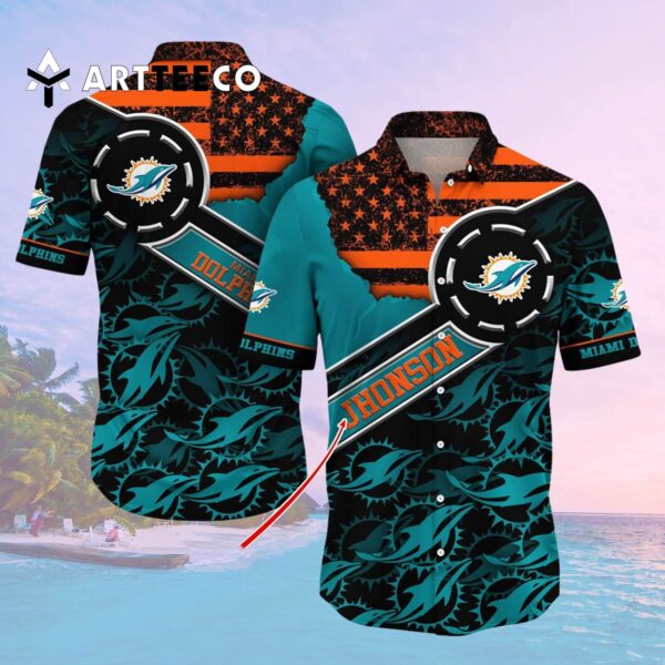 Miami Dolphins Personalized America Flag Hawaiian Shirt 2