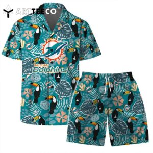 Miami Dolphins Team Logo Pattern Champions Hawaiian Shirt and Shorts Set