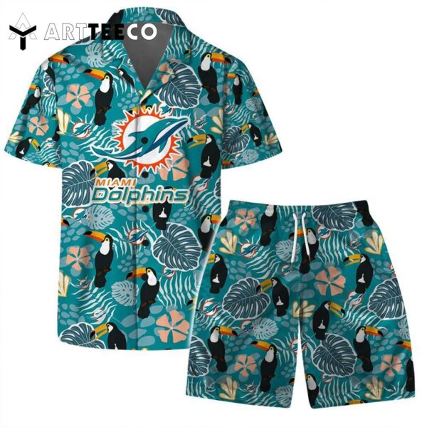 Miami Dolphins Team Logo Pattern Champions Hawaiian Shirt and Shorts Set