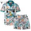 Miami Dolphins Team Logo Pattern Parrot Beach Hawaiian Shirt and Shorts Set