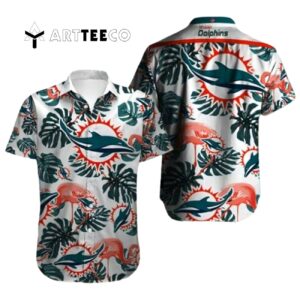 Miami Dolphins Tropical Leaves Hawaiian Shirt 1