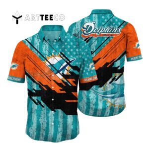 Miami Dolphins Us Flag Vintage Hawaiian Shirt 1