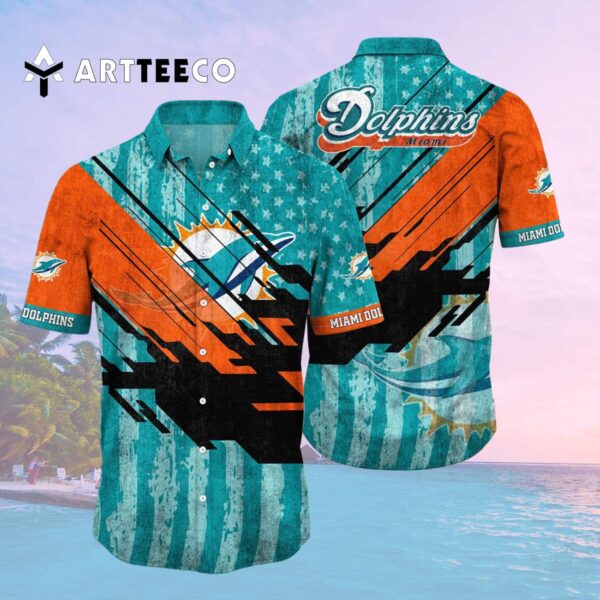 Miami Dolphins Us Flag Vintage Hawaiian Shirt 2