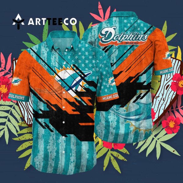 Miami Dolphins Us Flag Vintage Hawaiian Shirt 3
