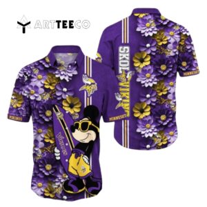 Minnesota Vikings Aloha Mick Pattern Hawaiian Shirt 1