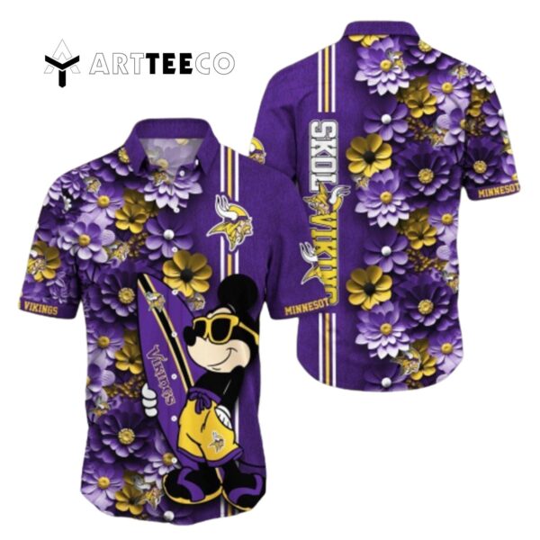 Minnesota Vikings Aloha Mick Pattern Hawaiian Shirt 1