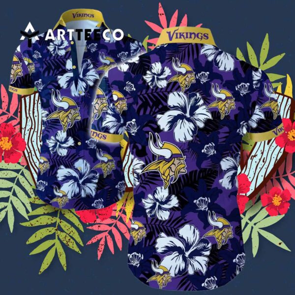 Minnesota Vikings Aloha Purple Hawaiian Shirt 3