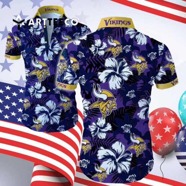 Minnesota Vikings Aloha Purple Hawaiian Shirt 4