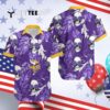 Minnesota Vikings Coconut Leaves And Skulls Hawaiian Shirt 4